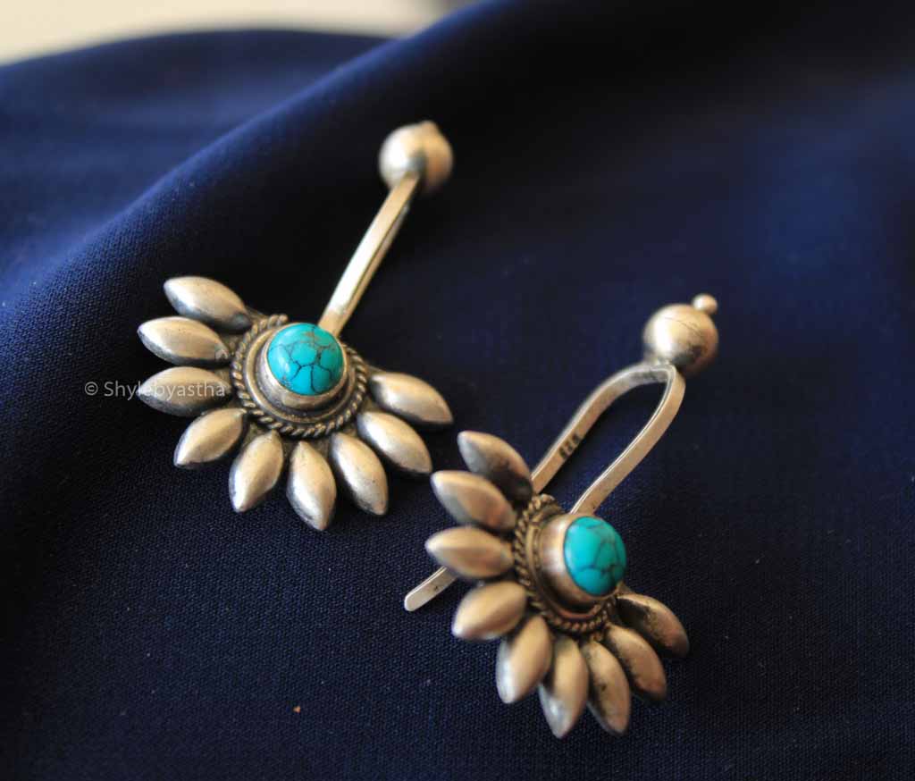 Shiva Floral Turquoise Clip-on Bugadi