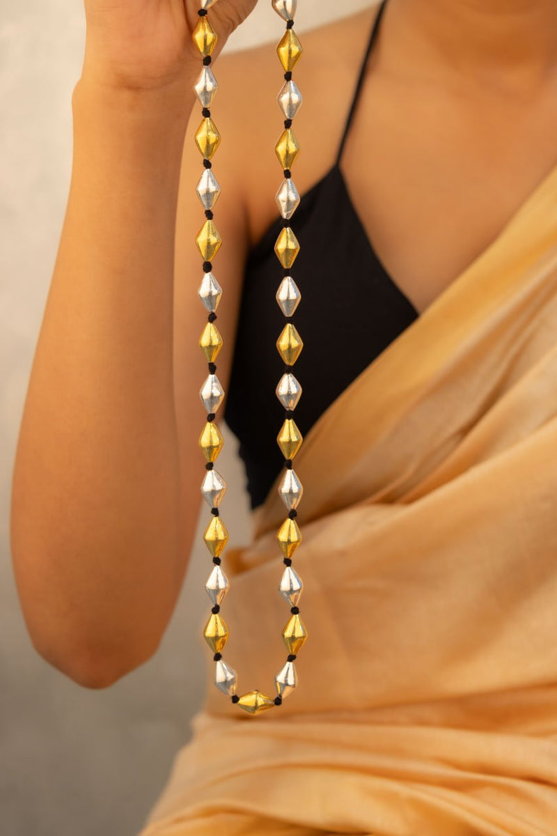 92.5 sterling silver Mizoya Alternate Dual Tone Dholki Mala, view 3