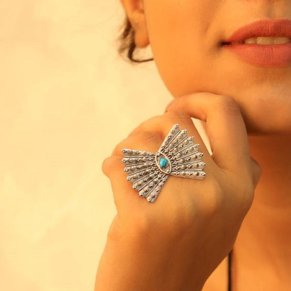 Mizoya Turquoise Bow Tie Statement Ring
