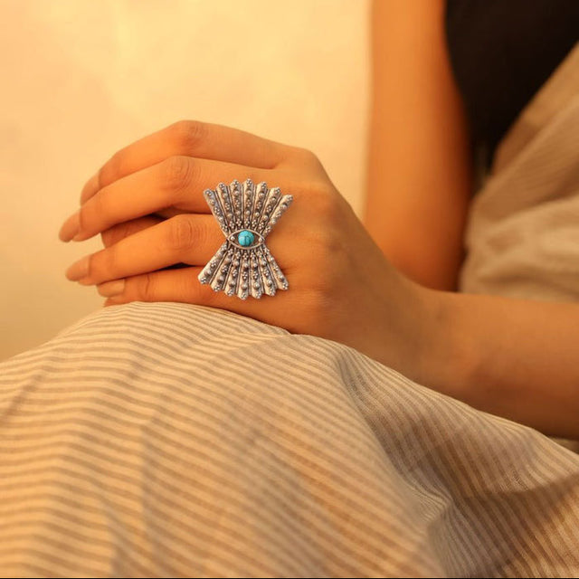 Mizoya Turquoise Bow Tie Statement Ring