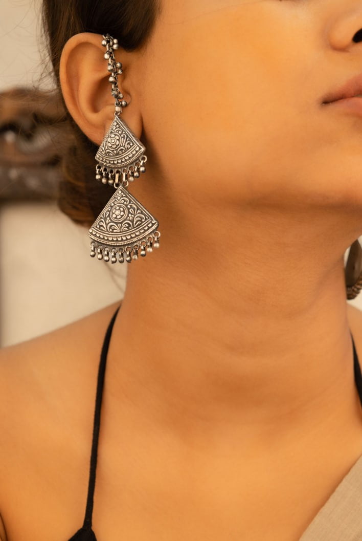 Mizoya Triangle Layered Kaanchain Earring