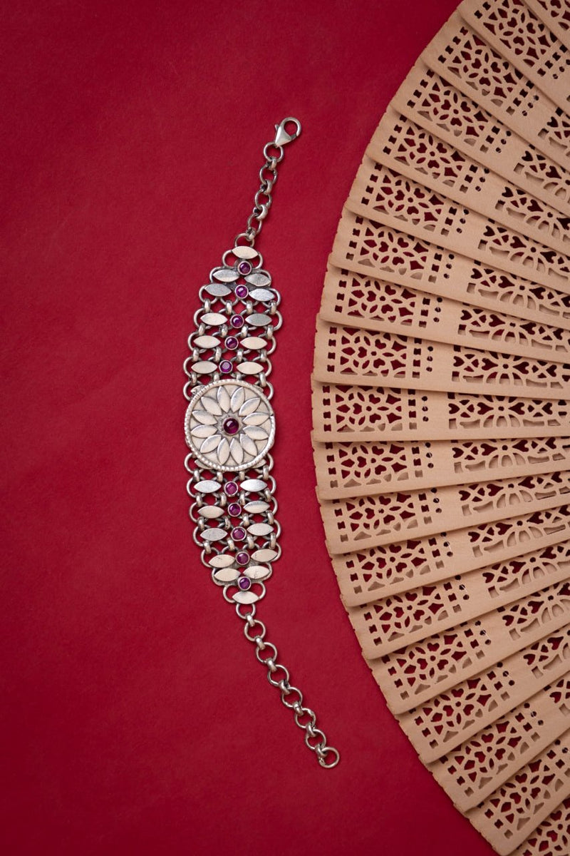 Mizoya Flower Motif Jali Jadau Bracelet