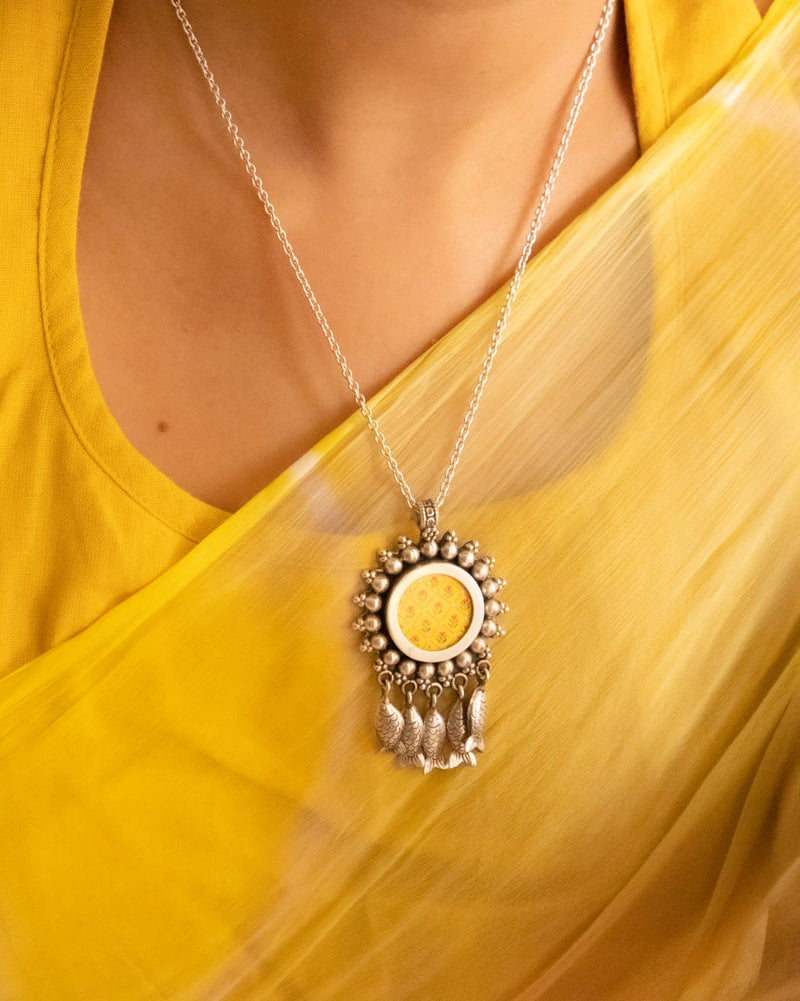 Mizoya Handpainted Fish Drop Necklace Earring Ring Set