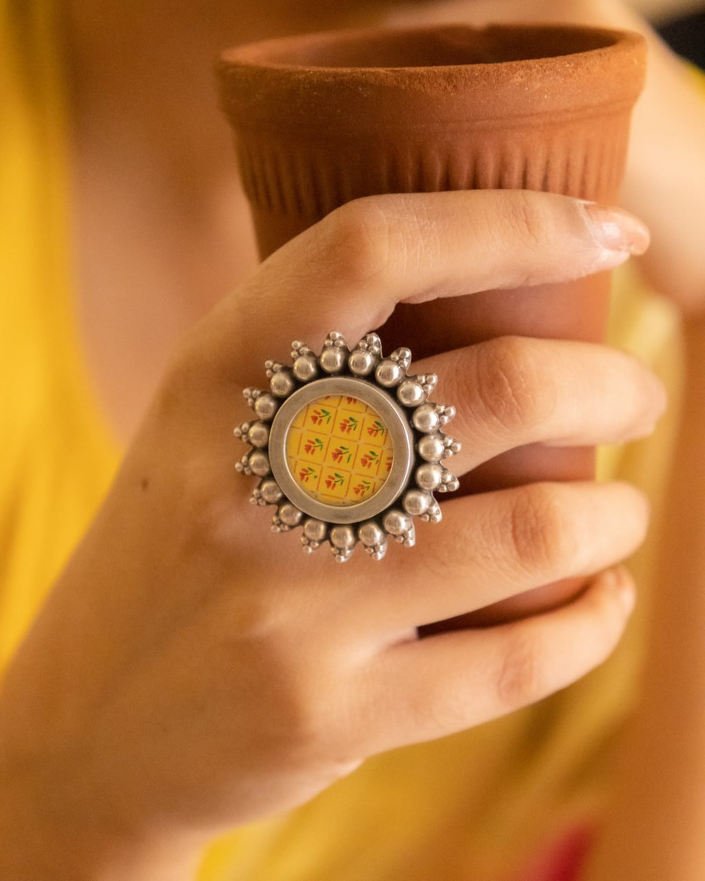 Mizoya Handpainted Fish Drop Necklace Earring Ring Set