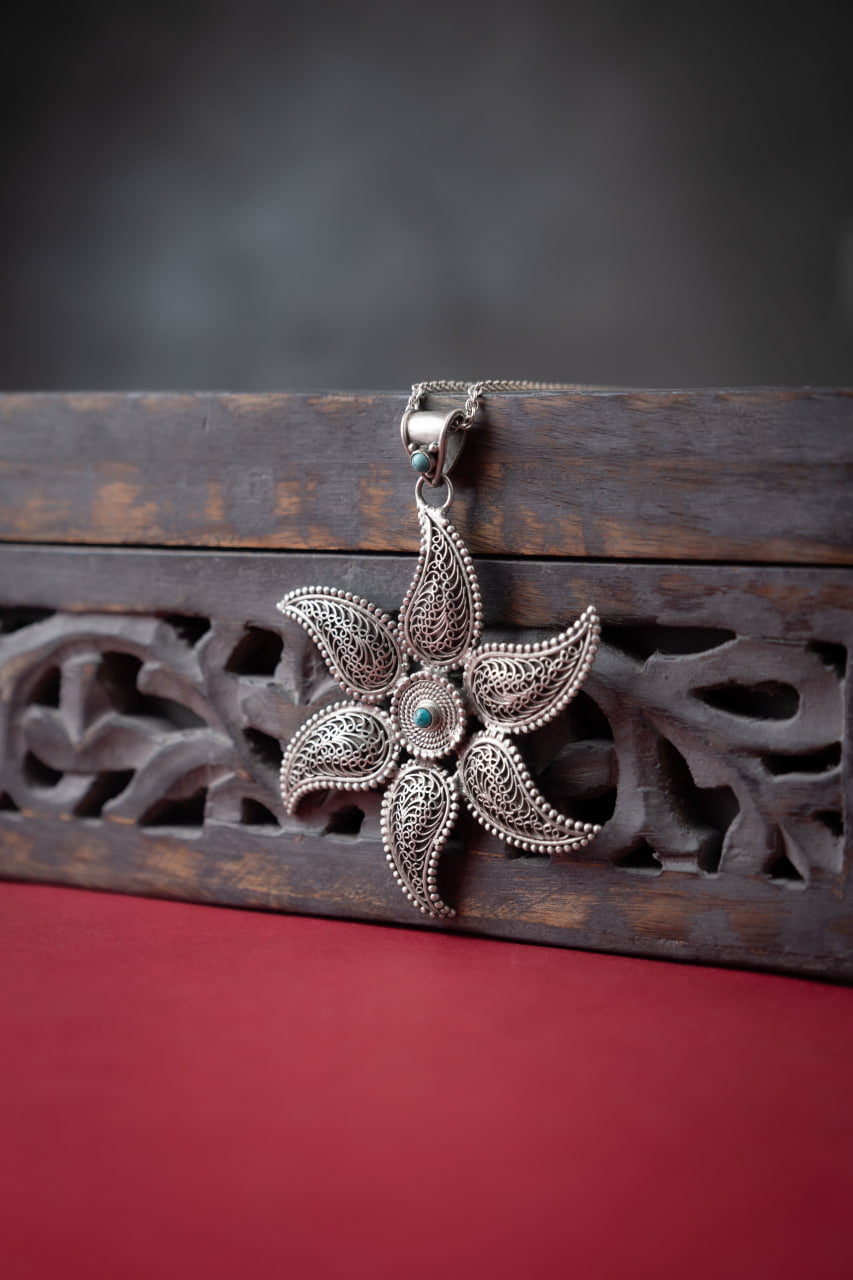 Mizoya Intricate Blossom Flower Pendant