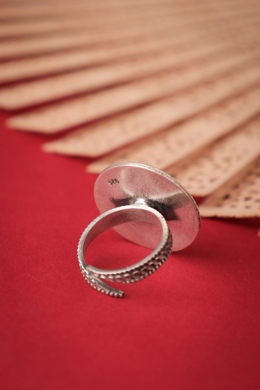 Mizoya Intricate Flower Turquoise Ring