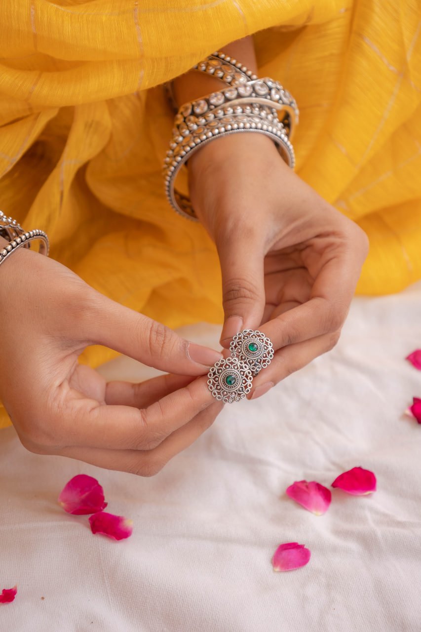 Moh Carved Toe Ring Pearl Drop Lumba Rakhi