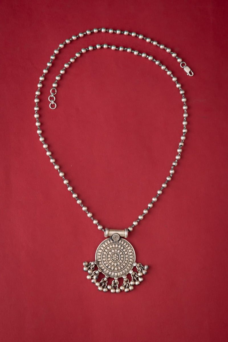 92.5 sterling silver Mizoya Concentric Ghughri Ball Chain Necklace, view 3