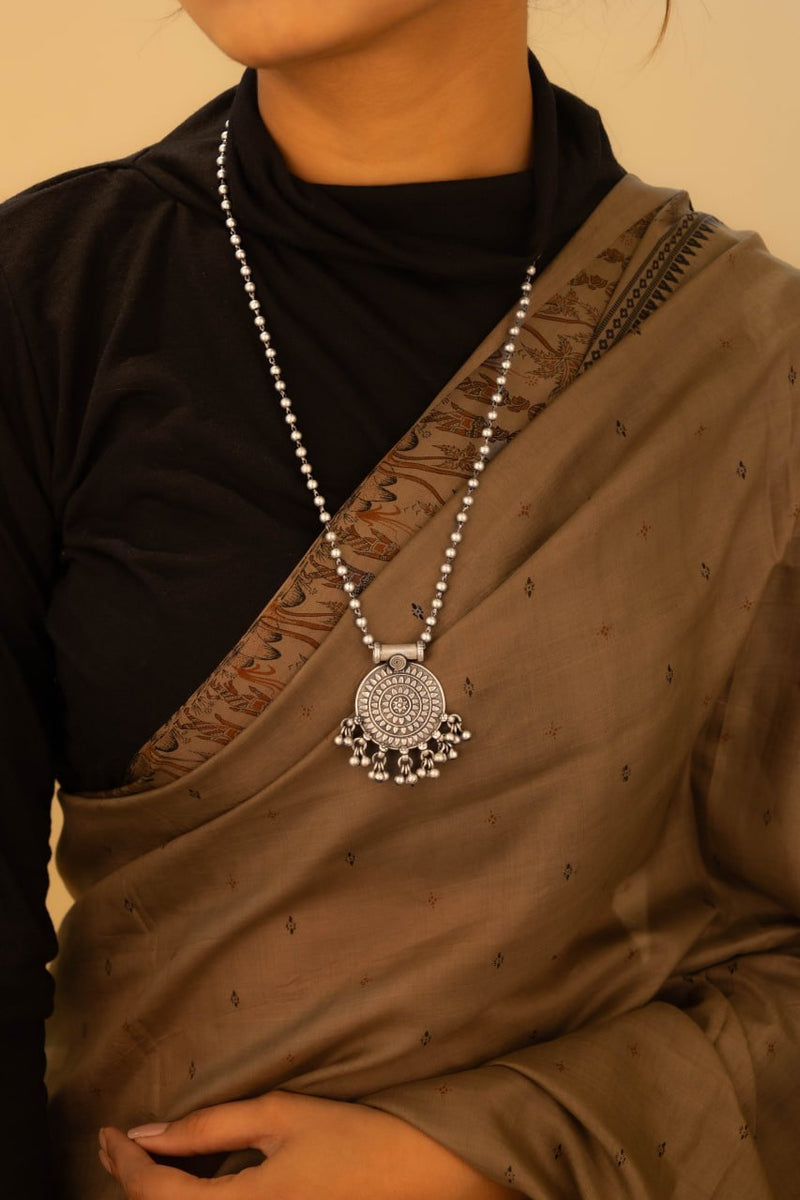 92.5 sterling silver Mizoya Concentric Ghughri Ball Chain Necklace