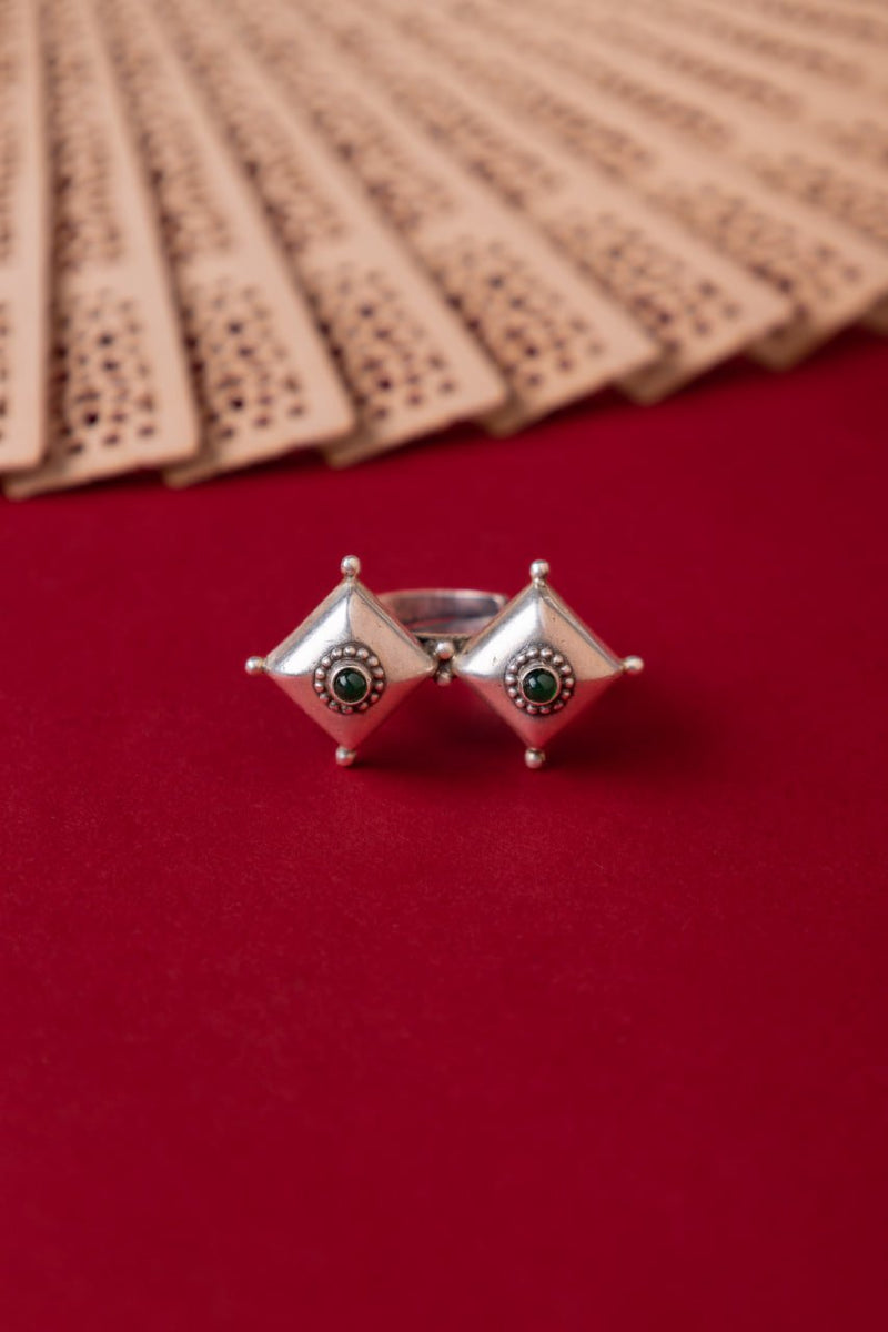 Moh Dual Tikdi Embossed Green Matte Ring