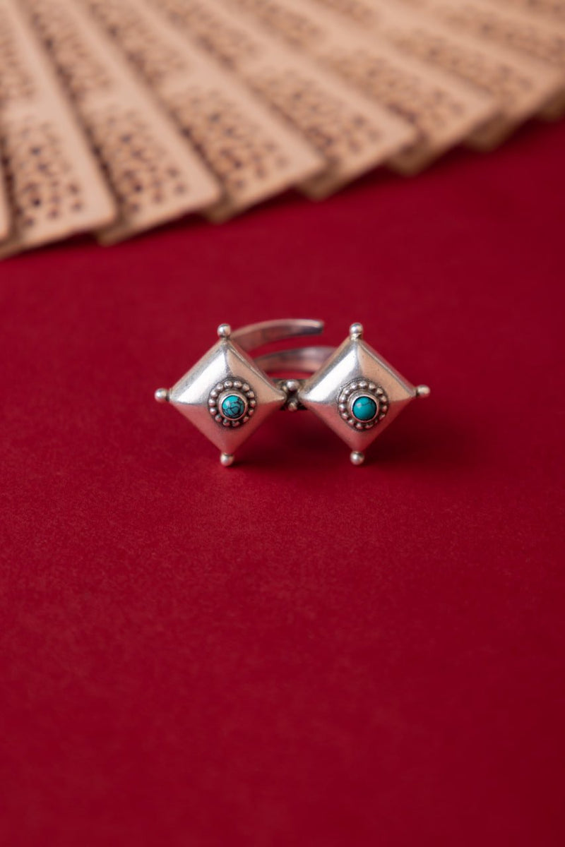 Moh Dual Tikdi Embossed Turquoise Matte Ring