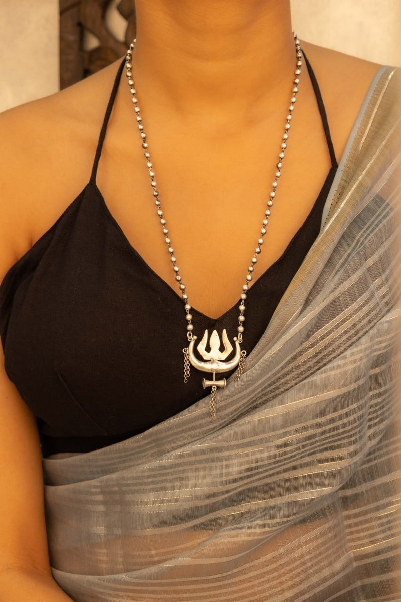 Moh Fine Trishul Ball Chain Necklace