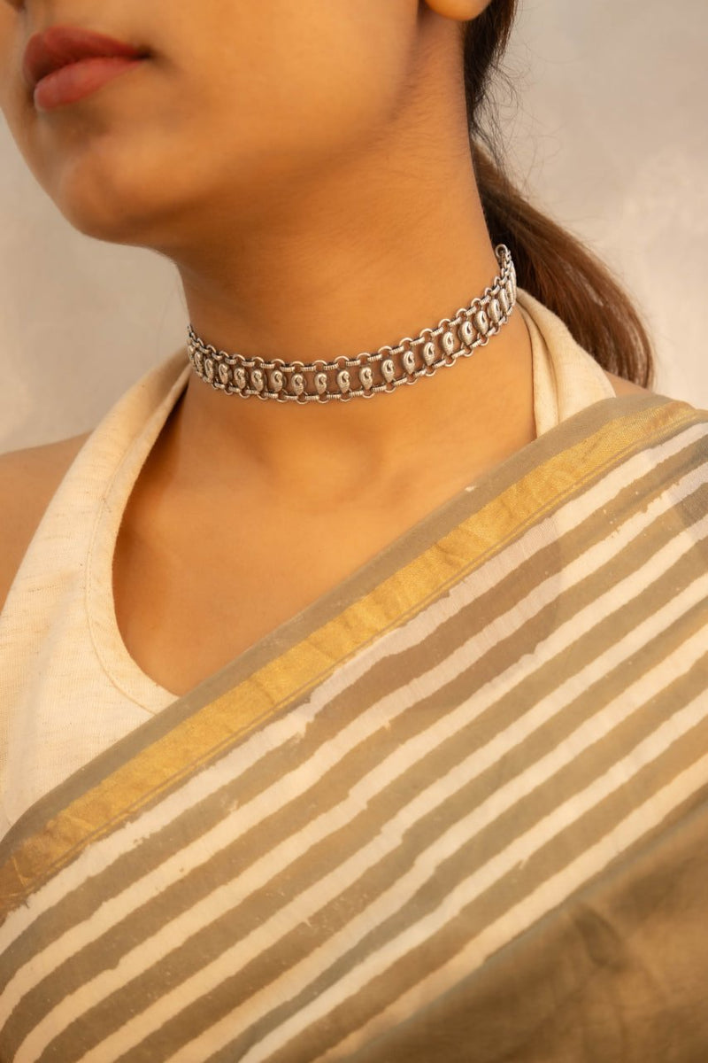 925 pure silver intricate peacock choker