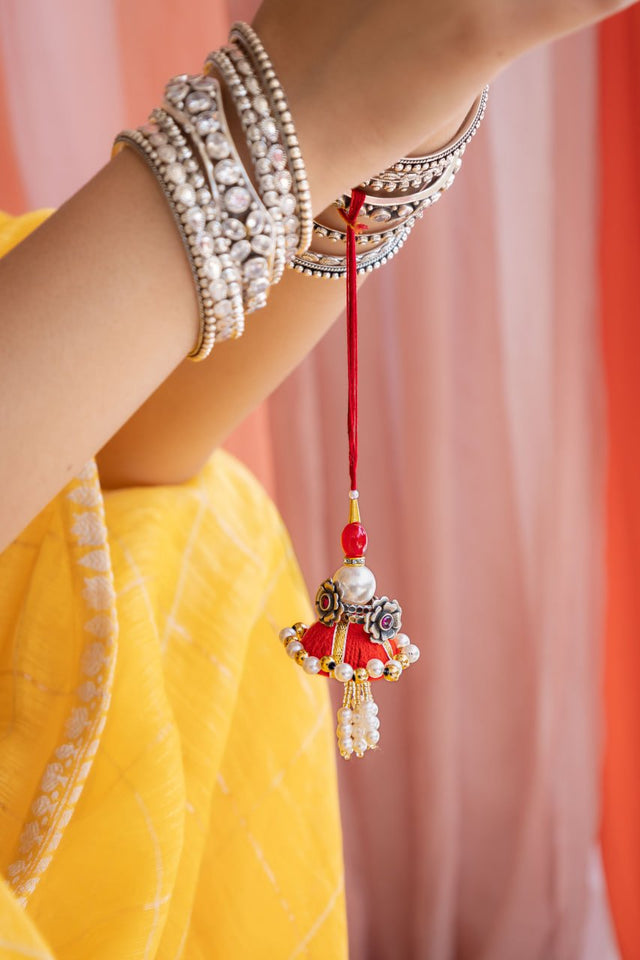 925 pure silver rose toe ring lumba rakhi, alternate view