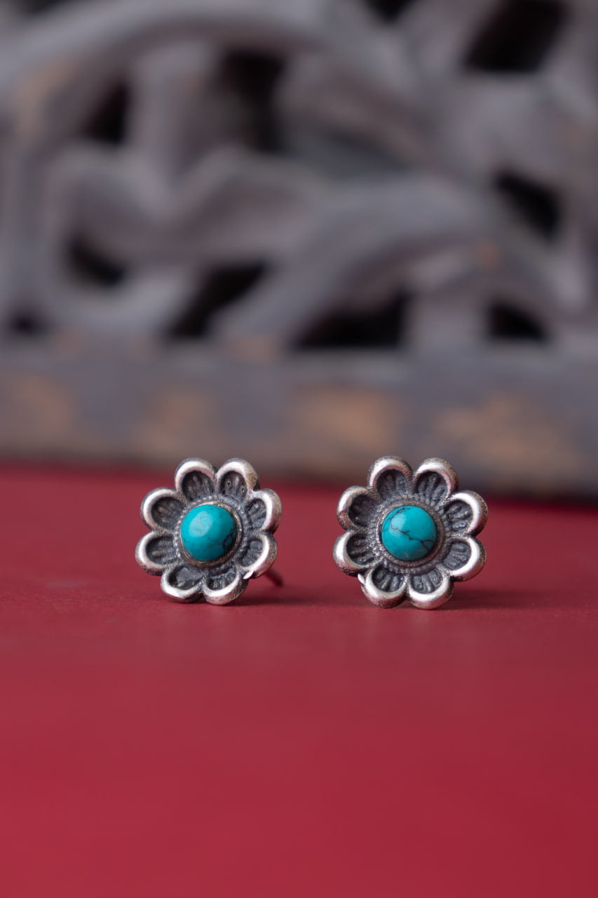 Moh Turquoise Flower Stud Earring