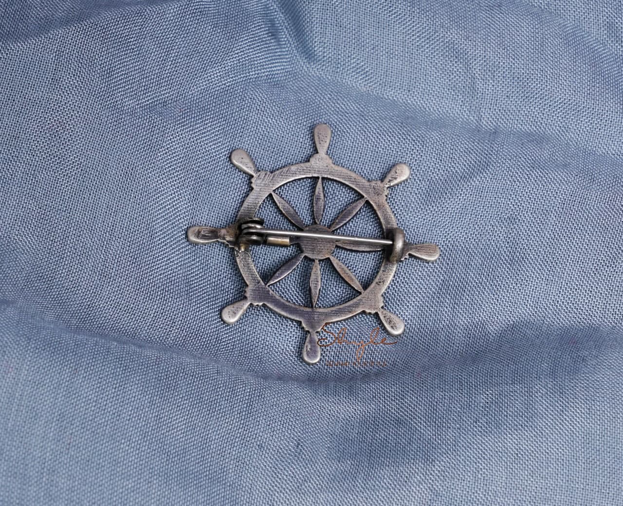 Adya Statement Ship Handle Brooch back