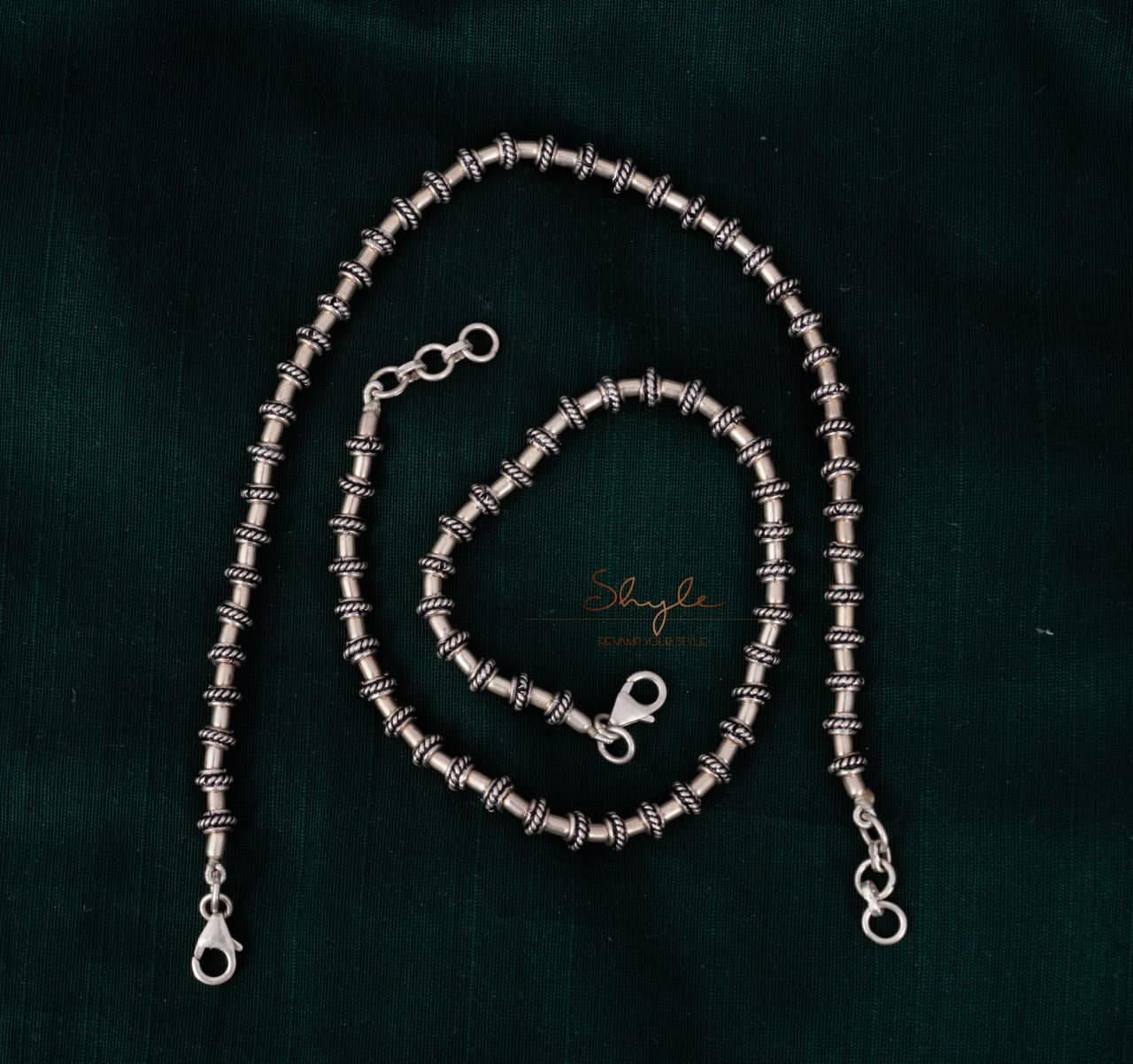 Adya Embossed Oxidised Anklets