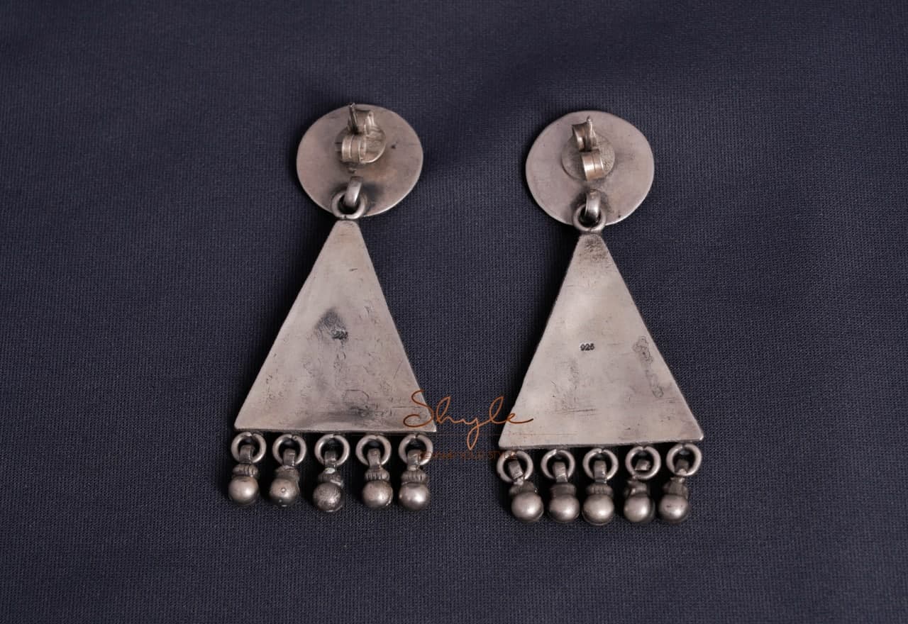 Mizoya Triangle Drop Dual Peacock Earrings