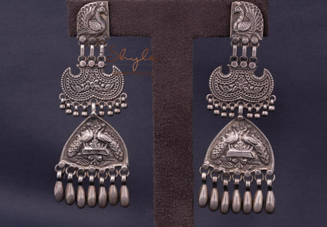 Tattva Peacock Art Danglers front