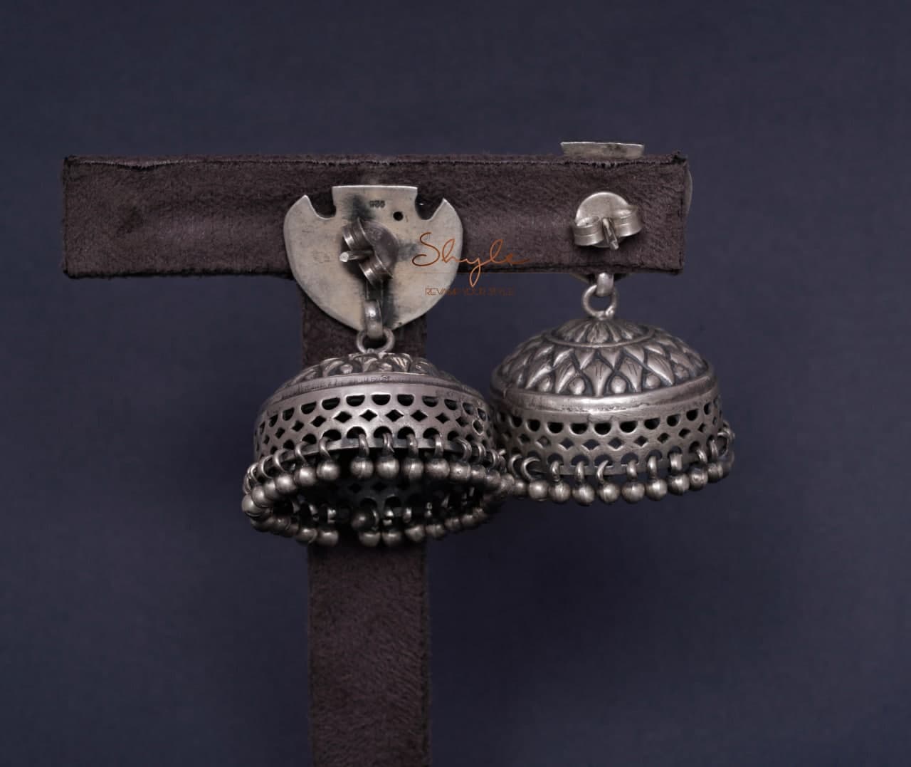 Anvaya Intricate Peacock Motif Textured Jhumka