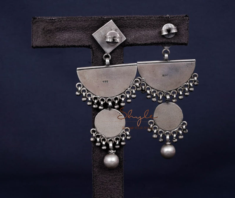 Anvaya Intricate Ball Drop Layered Earrings back