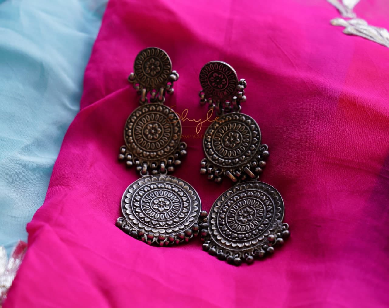 Anvaya Intricate Triple Layered Timeless Earrings primary