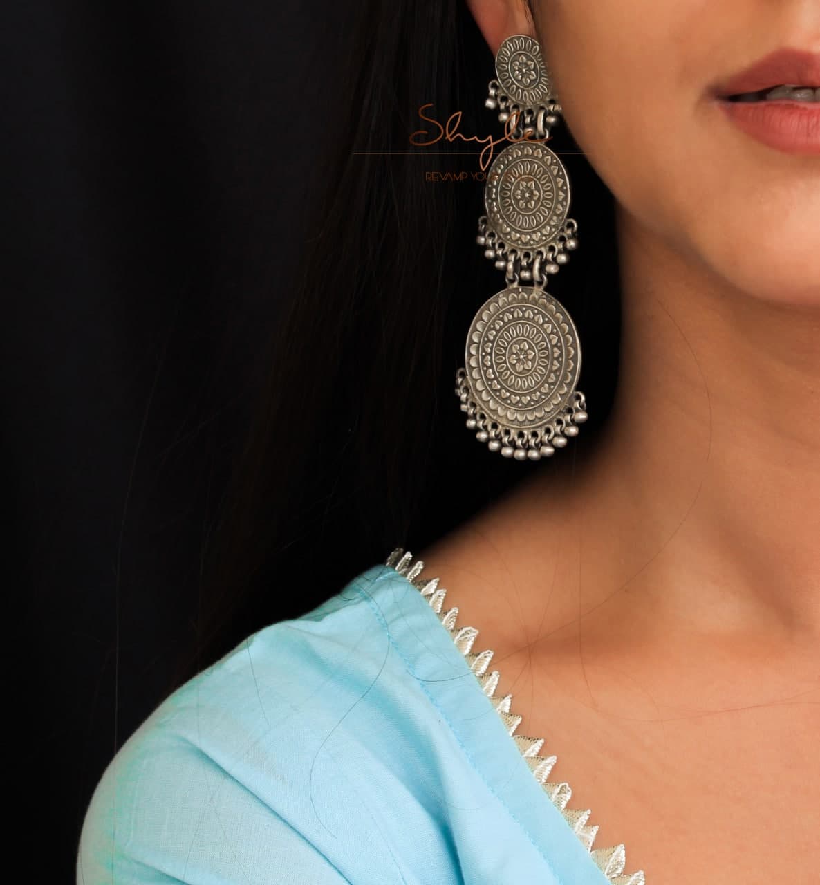 Anvaya Intricate Triple Layered Timeless Earrings model