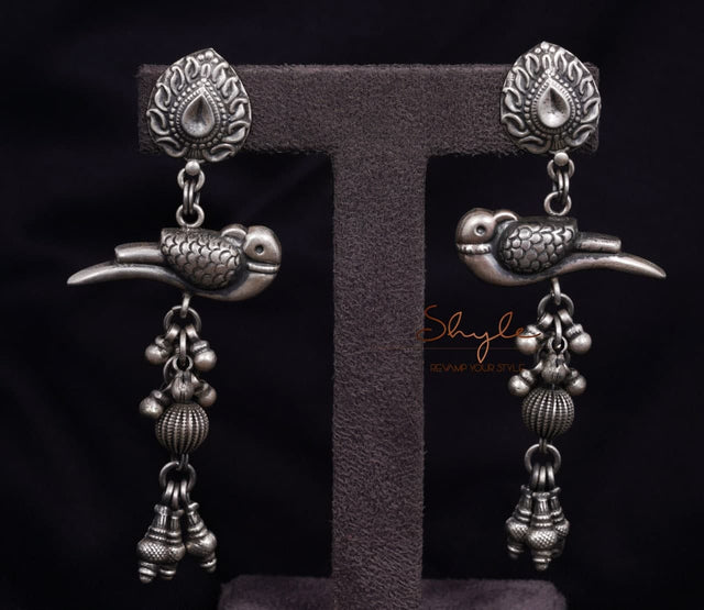 Anvaya Parrot Motif Ghughri Drop Earrings front