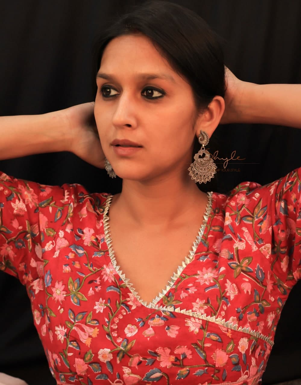 Dulari Dancing Peacock Earrings model 2