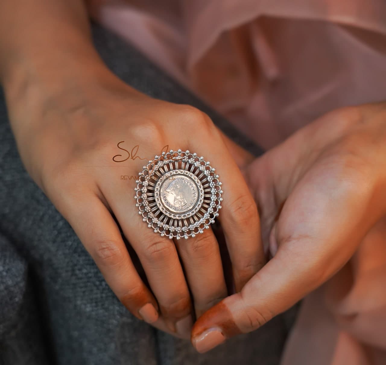 Anvaya Finely Carved Victorian Coin Ring