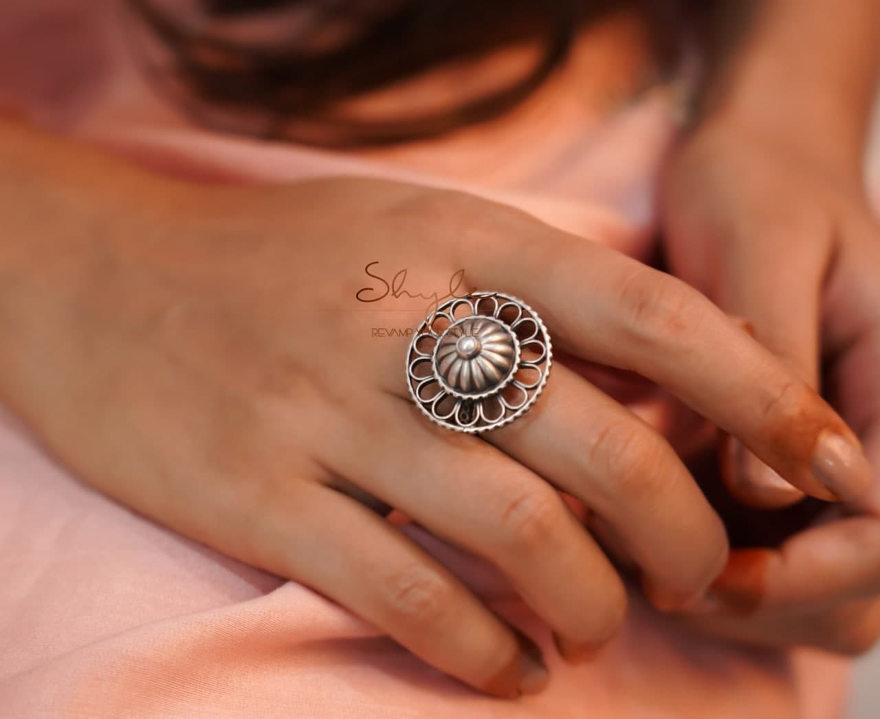 Moh Intricate Petal Carved Embossed Ring