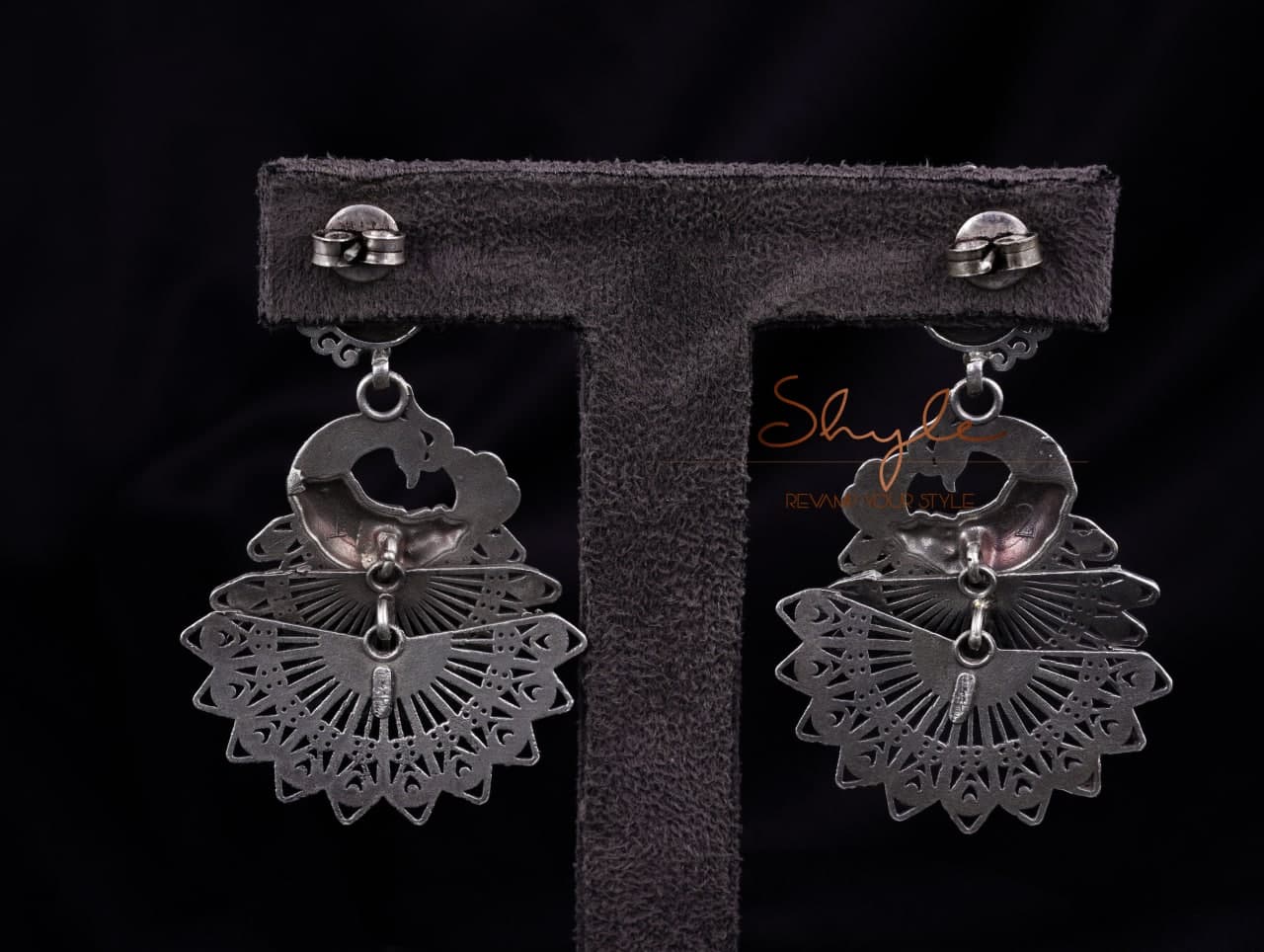 Dulari Dancing Peacock Earrings Back Side