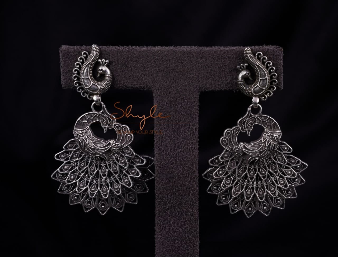 Dulari Dancing Peacock Earrings Front Side