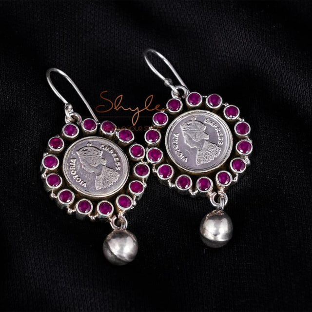 Moh Victorian Coin Drop Earring front