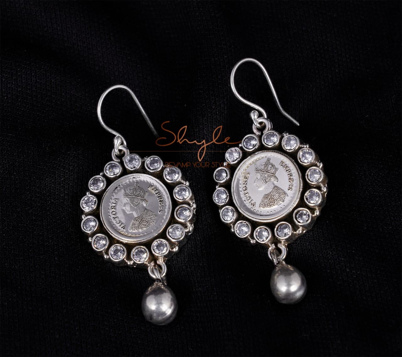 Moh Victorian Coin Drop Earring front