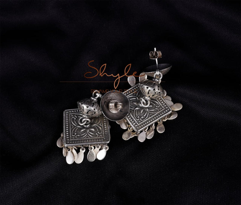 Tattva textured Motif Square Layered Jhumka back