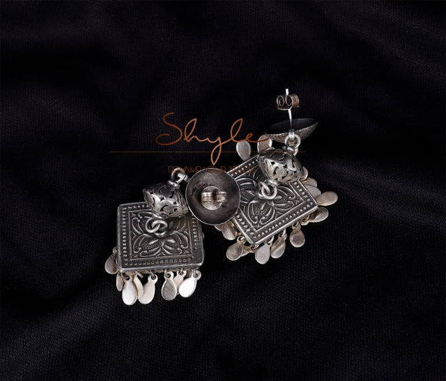 Tattva textured Motif Square Layered Jhumka back