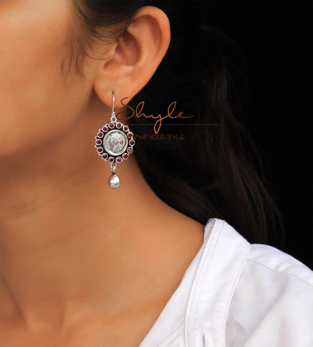 Moh Victorian Coin Drop Earring model