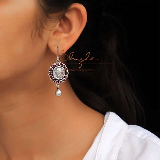 Moh Victorian Coin Drop Earring model