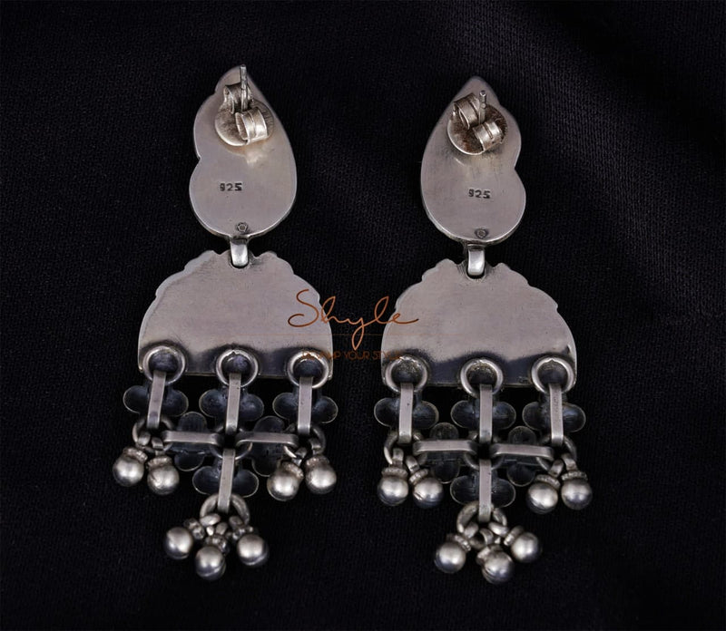 Mizoya Intricate Peacock Jali Earrings back
