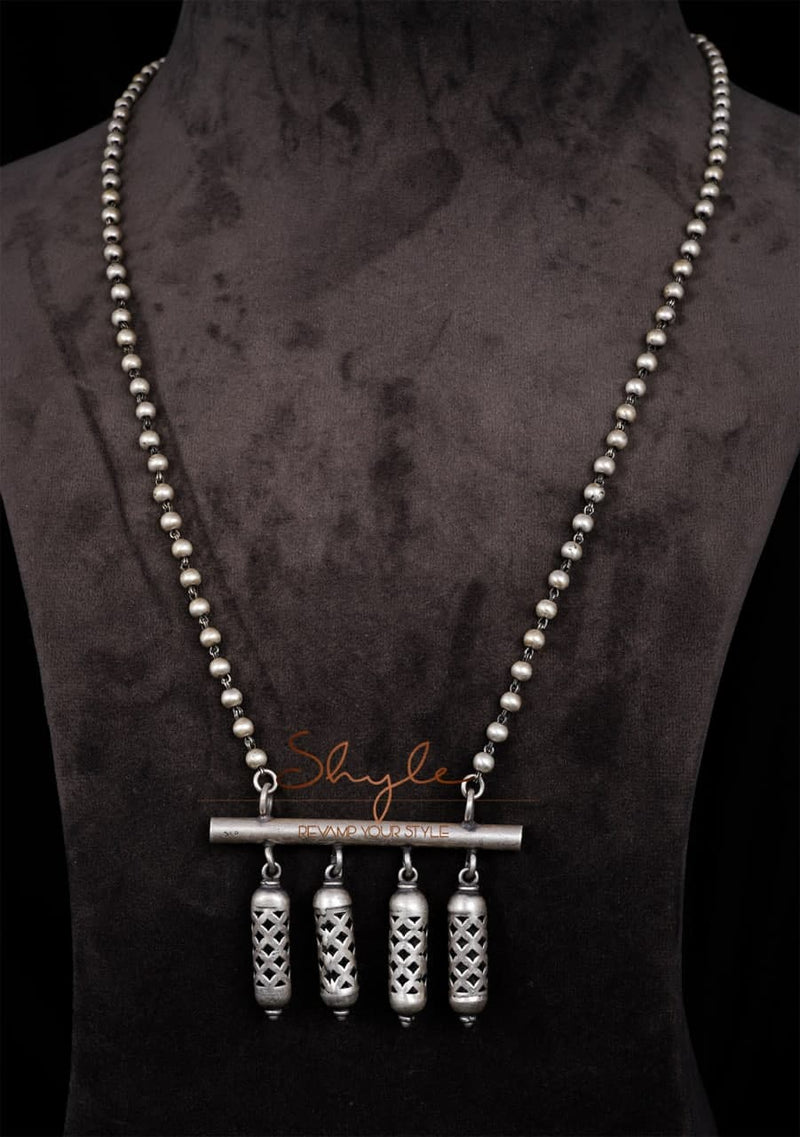 Qurbat Jharonkha Drop Ball Chain Necklace front