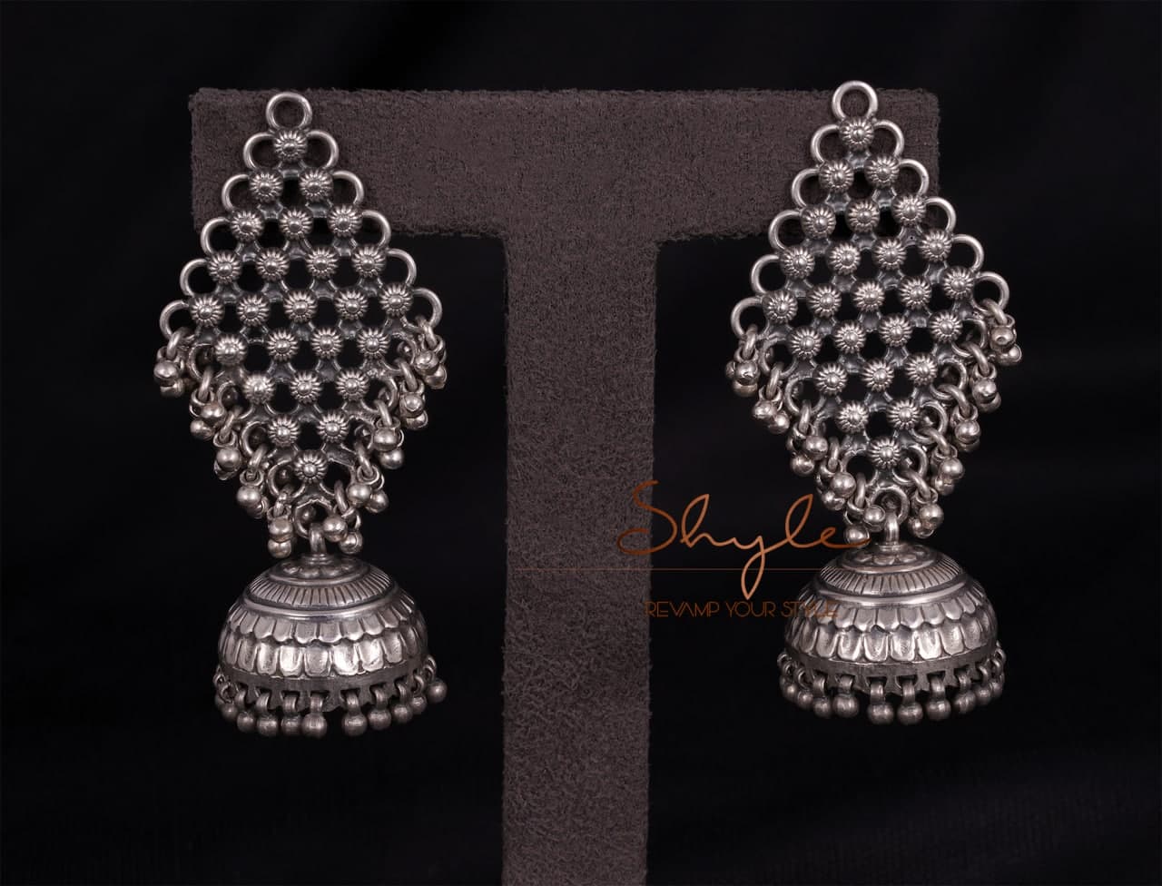 Tattva Intricate Jali Statement Grand Jhumka front
