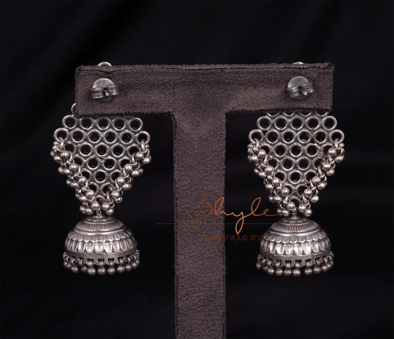 Tattva Intricate Jali Statement Grand Jhumka back