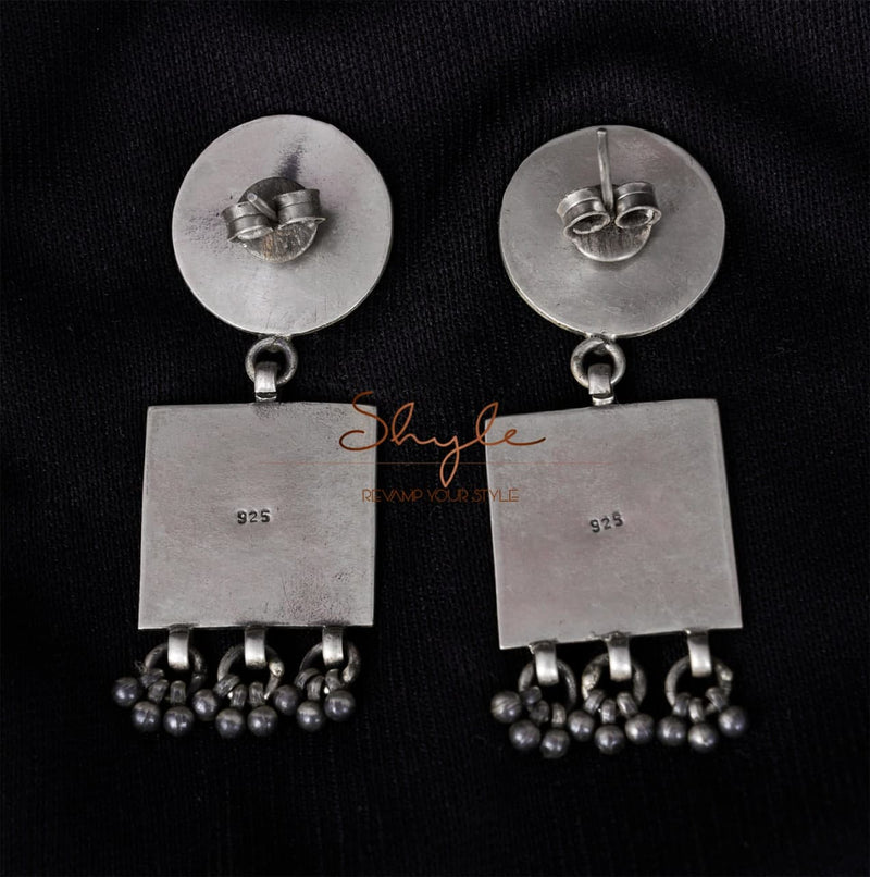 Mizoya Intricate Square Drop Earrings back