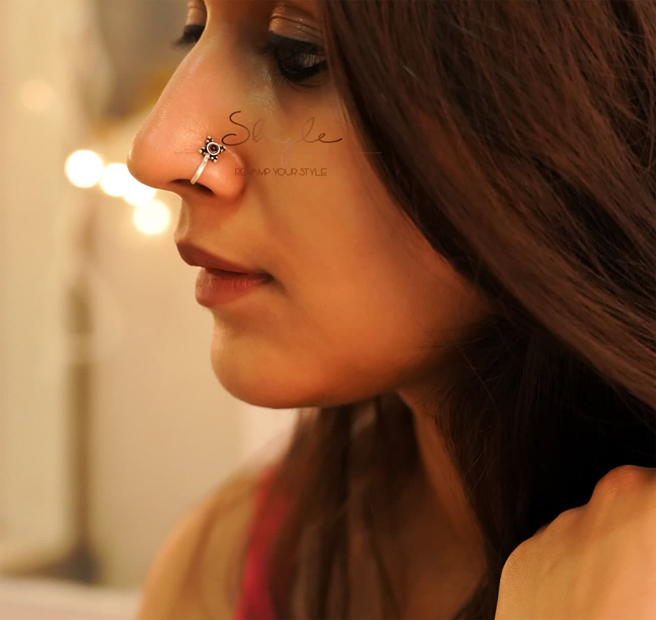 Moh Stone Studded Intricate Nose clip on