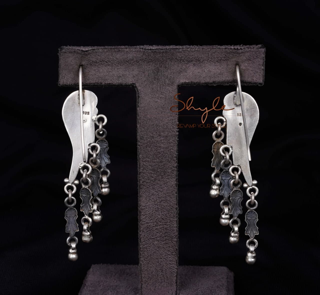 Adya Intricate Parrot Fish Hook Earrings back