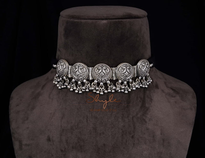 Tattva Intricate Dual Peacock Embossed Choker