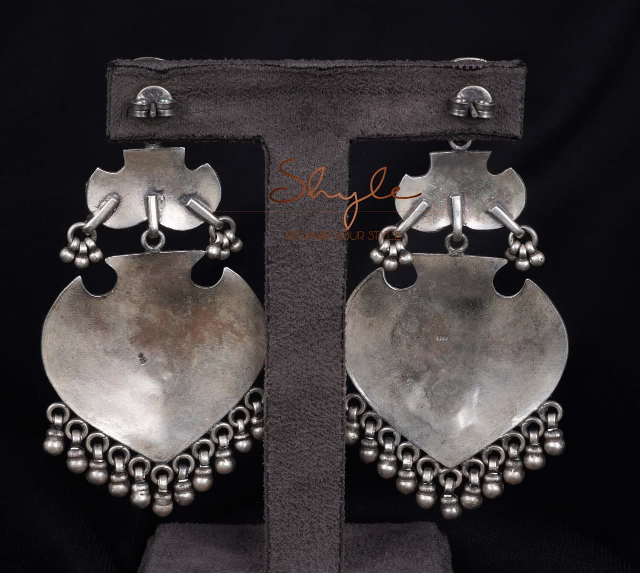 Anvaya Embossed Peacock Art Earrings back