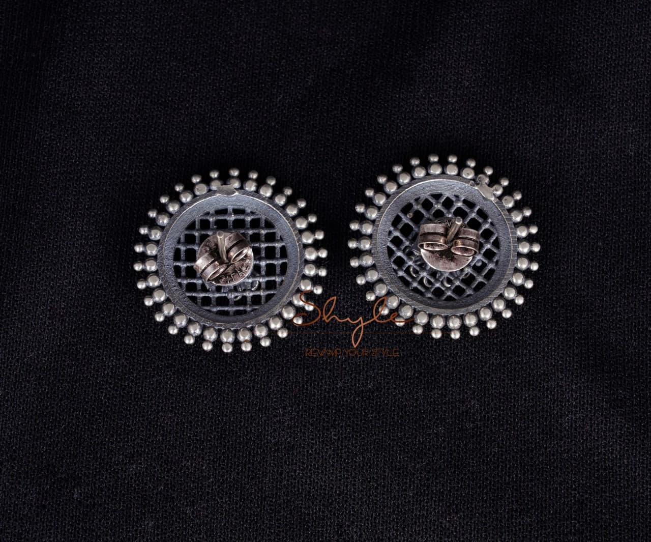 Adya Jali Motif Flower Embossed Earrings back