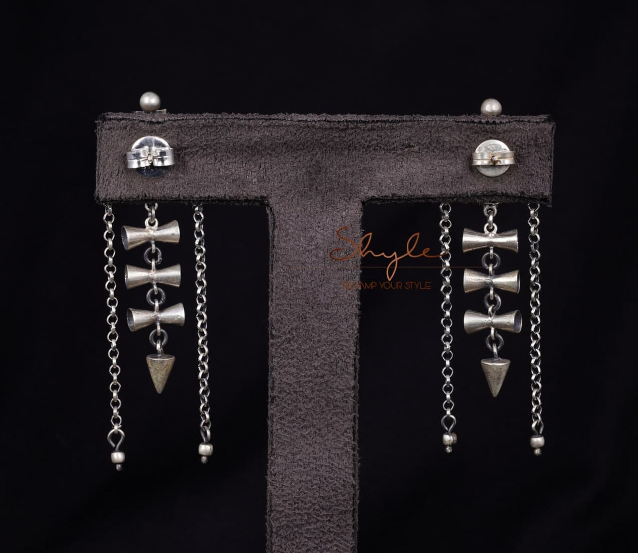 Mizoya Textured Damru Sequence Danglers back